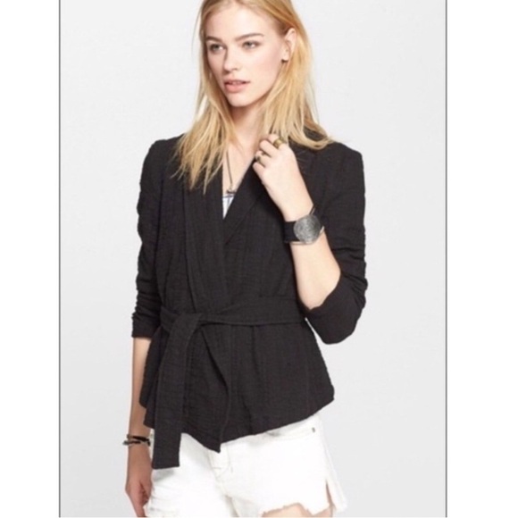 Free People Jackets & Blazers - Free People Charcoal Grey / distressed black Jacket Sz Xs